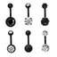 6PCS 14G Stainless Steel Rose Red Belly Button Rings For Men Women Girls Mixed Navel Rings Body Piercing Jewelry